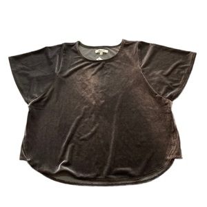 NEW Madewell Graphite Charcoal Gray Velvet Butterfly Flutter Sleeve Top, Sz S